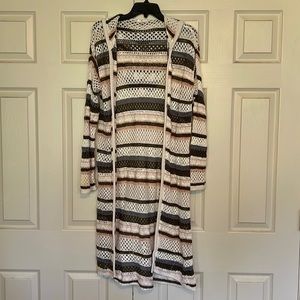 🐈Striped Open-Front Long Cardigan